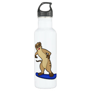 Meerkat as Snowboarder with Snowboard 710 Ml Water Bottle
