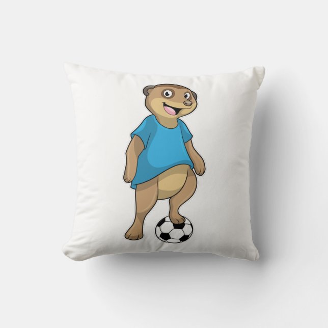 Meerkat as Soccer player with Soccer Cushion (Front)