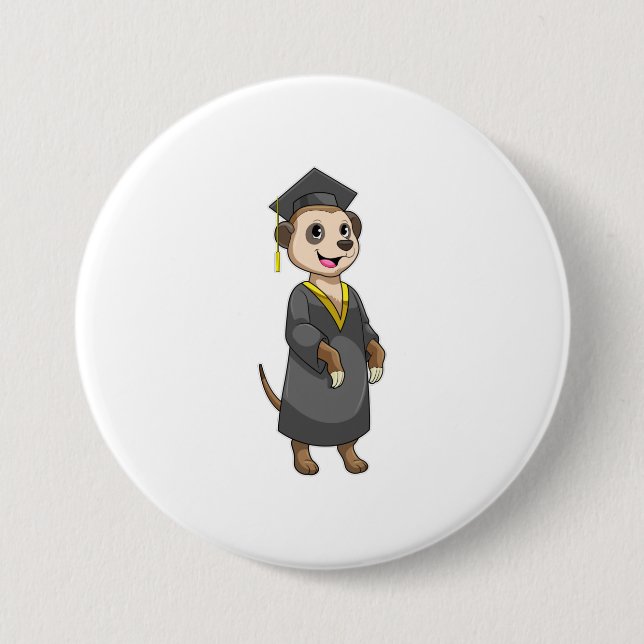 Meerkat as Student with Diploma 7.5 Cm Round Badge (Front)