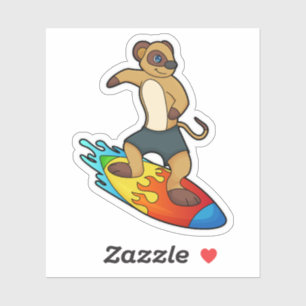 Meerkat as Surfer with Surfboard