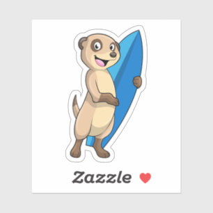 Meerkat as Surfer with Surfboard