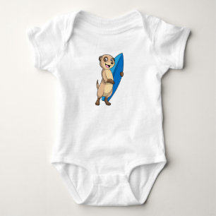 Meerkat as Surfer with Surfboard Baby Bodysuit
