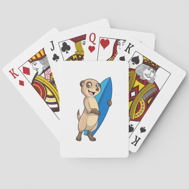 Meerkat as Surfer with Surfboard Playing Cards (Back)