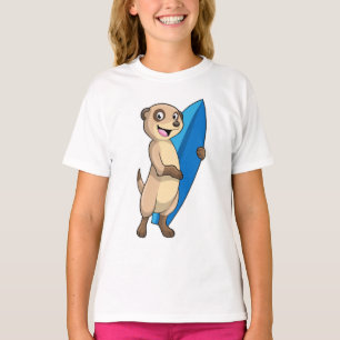 Meerkat as Surfer with Surfboard T-Shirt