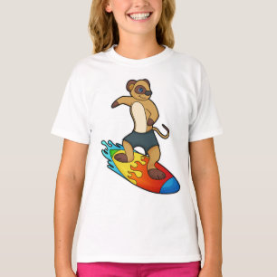 Meerkat as Surfer with Surfboard T-Shirt