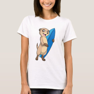 Meerkat as Surfer with Surfboard T-Shirt