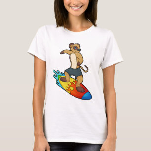 Meerkat as Surfer with Surfboard T-Shirt