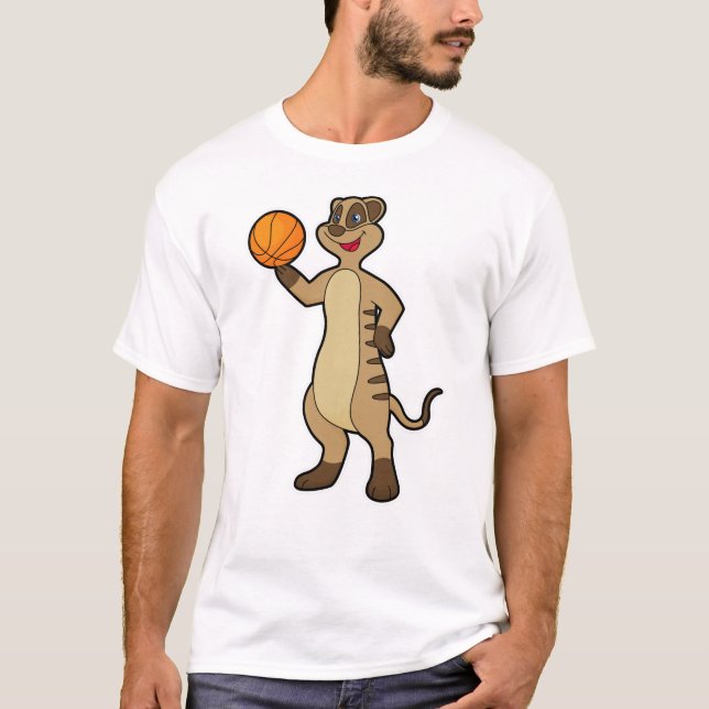 Meerkat at Basketball Sports T-Shirt (Front)