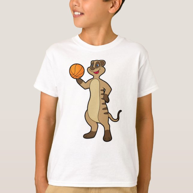 Meerkat at Basketball Sports T-Shirt (Front)