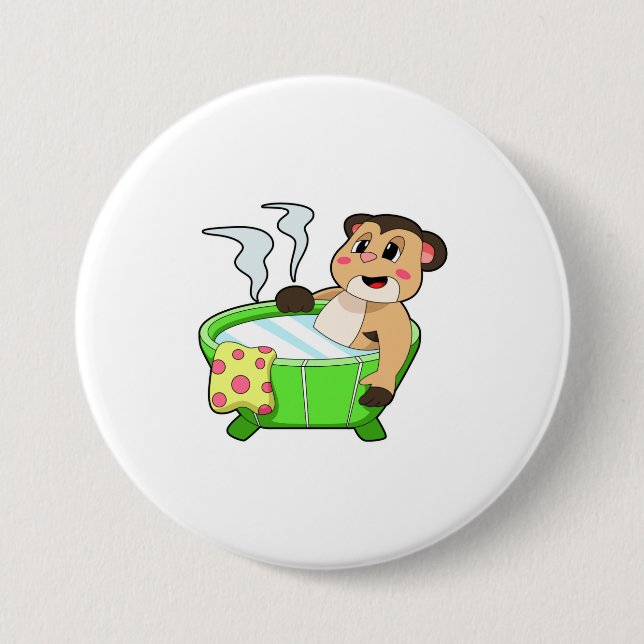 Meerkat at Bathing in Bathtub 7.5 Cm Round Badge (Front)