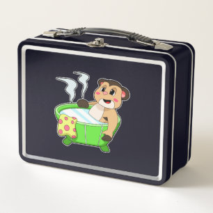 Meerkat at Bathing in Bathtub Metal Lunch Box