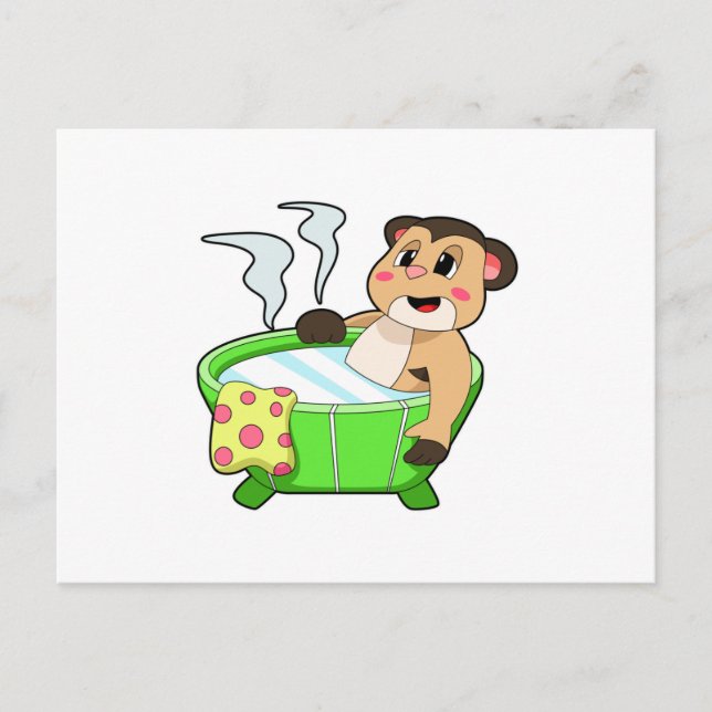 Meerkat at Bathing in Bathtub Postcard (Front)