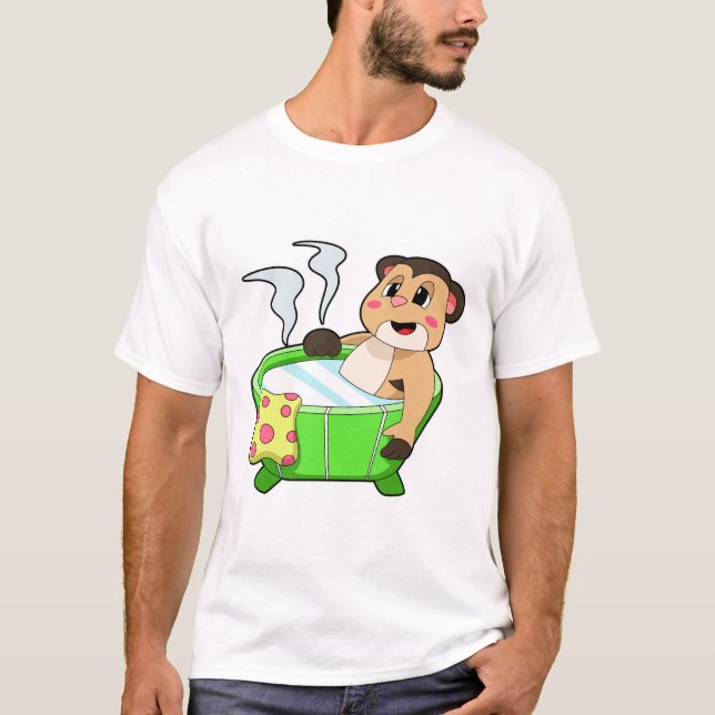 Meerkat at Bathing in Bathtub T-Shirt (Front)