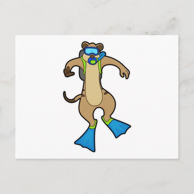 Meerkat at Diving with Swimming goggles Postcard (Front)