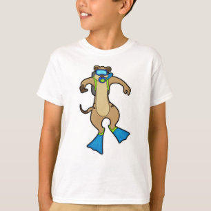 Meerkat at Diving with Swimming goggles T-Shirt