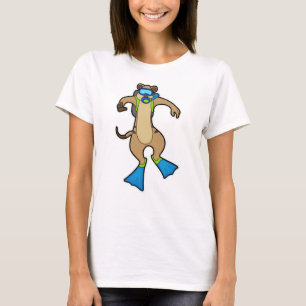 Meerkat at Diving with Swimming goggles T-Shirt