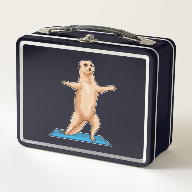 Meerkat at Fitness Stretching exercise Metal Lunch Box (Front)