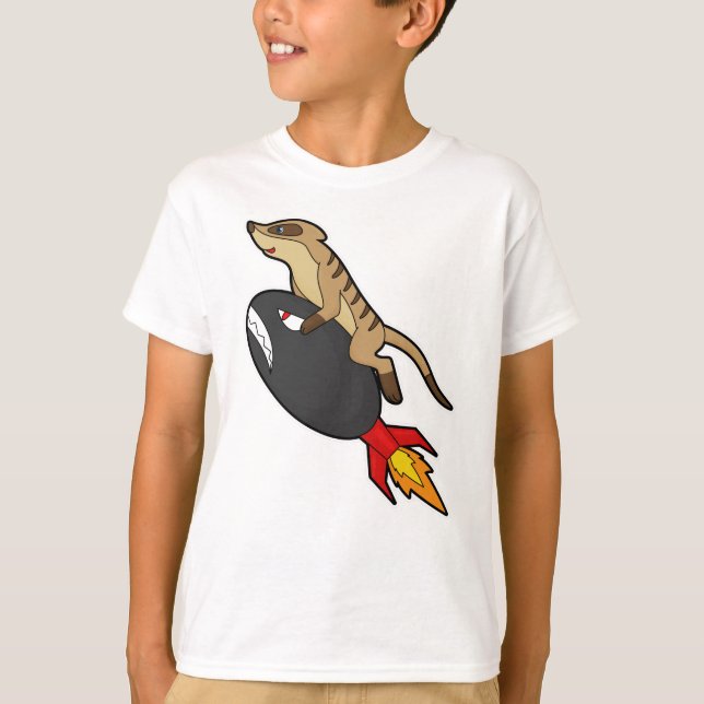 Meerkat at Flying with Rocket T-Shirt (Front)