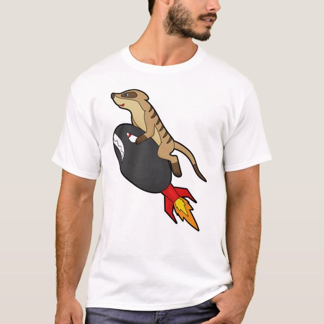 Meerkat at Flying with Rocket T-Shirt (Front)