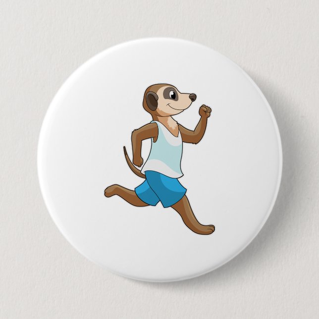 Meerkat at Running Sports 7.5 Cm Round Badge (Front)