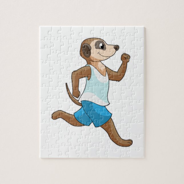 Meerkat at Running Sports Jigsaw Puzzle (Vertical)