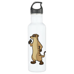 Meerkat at Strength training with Dumbbell 710 Ml Water Bottle