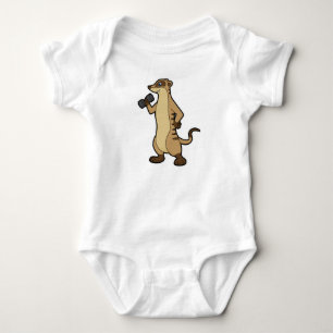 Meerkat at Strength training with Dumbbell Baby Bodysuit