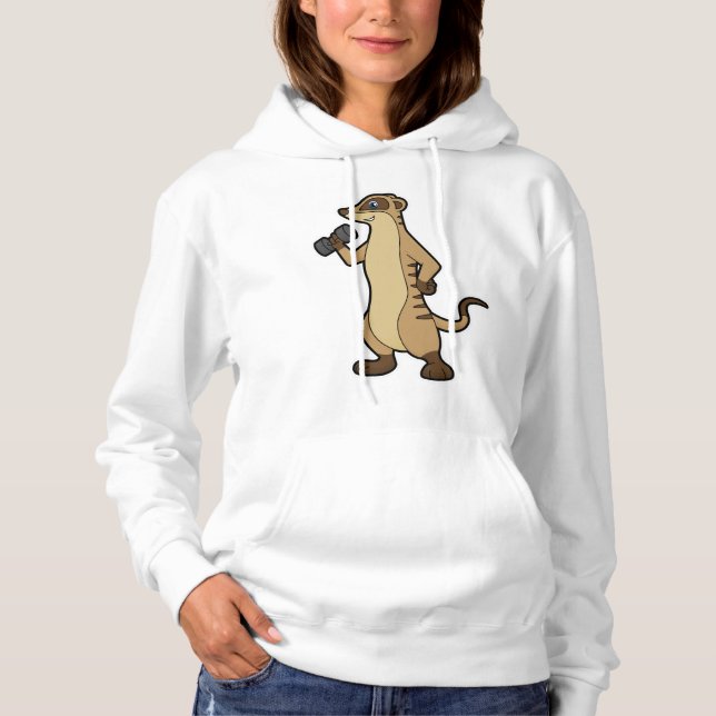 Meerkat at Strength training with Dumbbell Hoodie (Front)