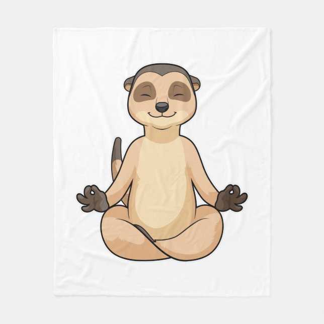 Meerkat at Yoga Meditation Fleece Blanket (Front)