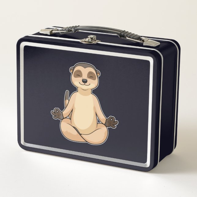 Meerkat at Yoga Meditation Metal Lunch Box (Front)