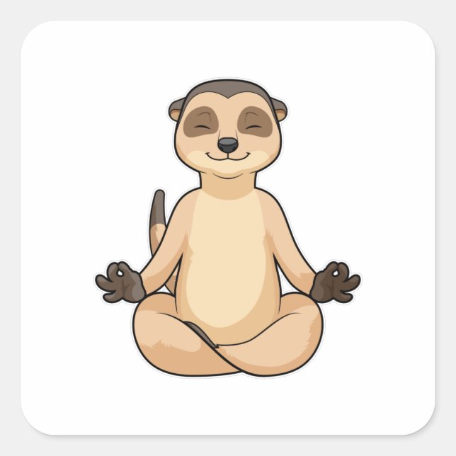 Meerkat at Yoga Meditation Square Sticker (Front)