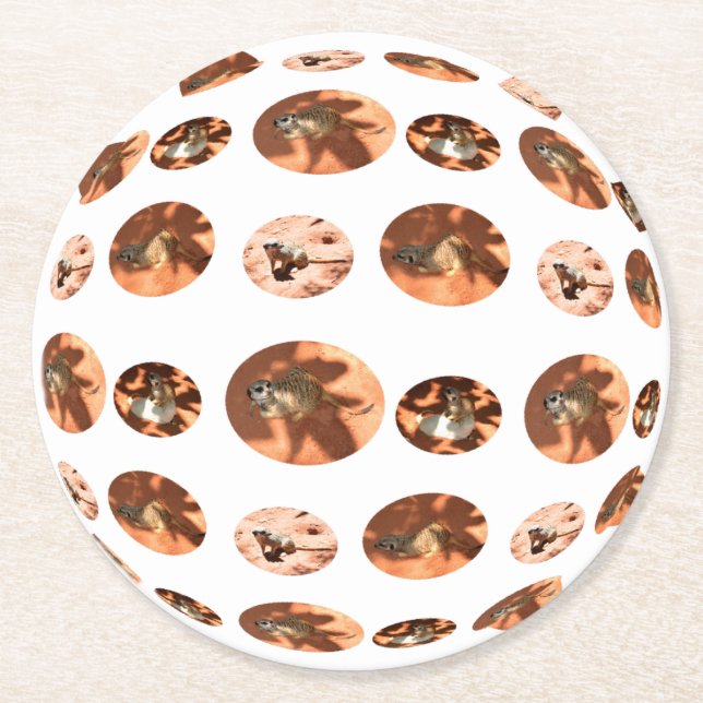 Meerkat Ball Shape, Round Coaster (Front)