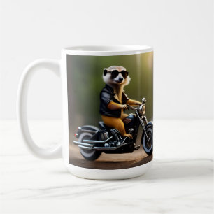 Meerkat Bikie On A Motorbike, Coffee Mug