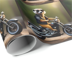 Meerkat Bikie On A Motorbike, Wrapping Paper