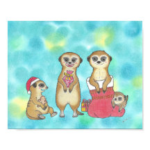 Meerkat Christmas Holiday Animal Nursery Poster