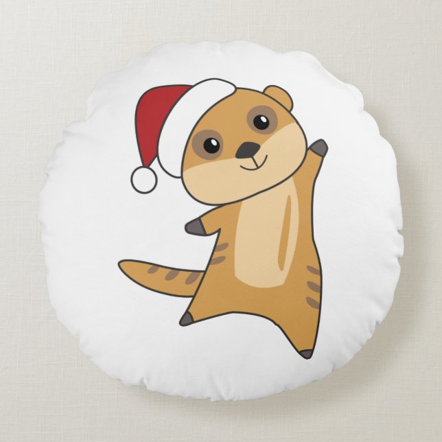 Meerkat Christmas Snow Winter Animals Adult Cloth  Round Cushion (Front)