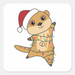 Meerkat Christmas Snow Winter Animals Square Sticker
