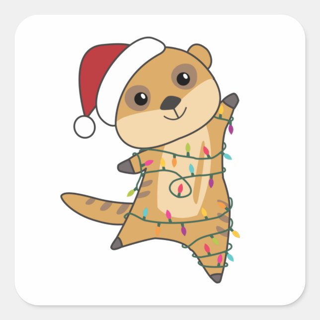Meerkat Christmas Snow Winter Animals Square Sticker (Front)