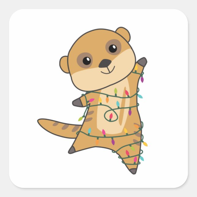 Meerkat Christmas Snow Winter Animals Square Sticker (Front)