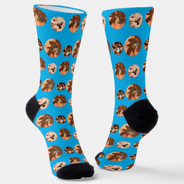 Meerkat Collarge, Full Print Crew Socks (Angled)
