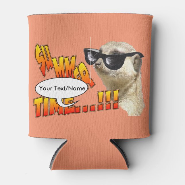 Meerkat Cust. Text Can Cooler (Front)