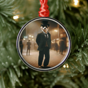 Meerkat Dressed For Black Tie Event, Metal Tree Decoration
