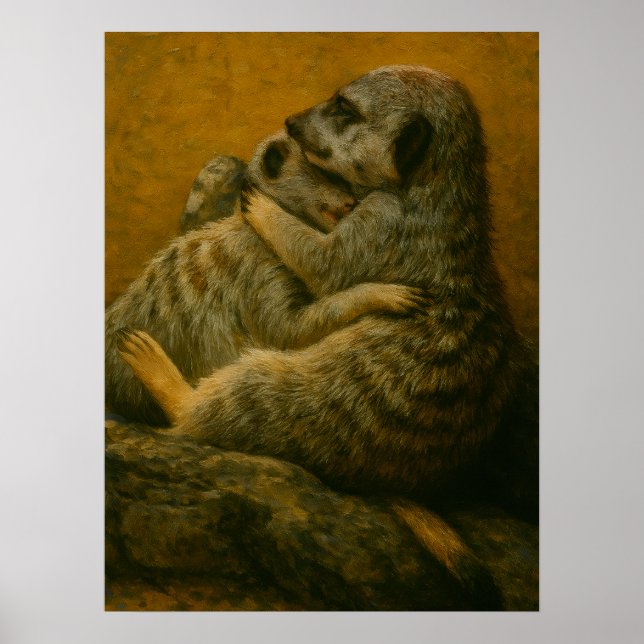 Meerkat Embrace – Heartfelt Wildlife Art Print (Front)