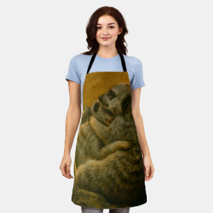 Meerkat Embrace – Heartfelt Wildlife Art Print Apron