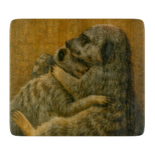 Meerkat Embrace – Heartfelt Wildlife Art Print Cutting Board