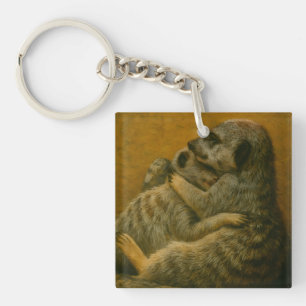 Meerkat Embrace – Heartfelt Wildlife Art Print Key Ring