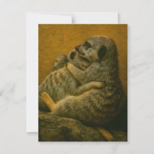 Meerkat Embrace – Heartfelt Wildlife Art Print Postcard