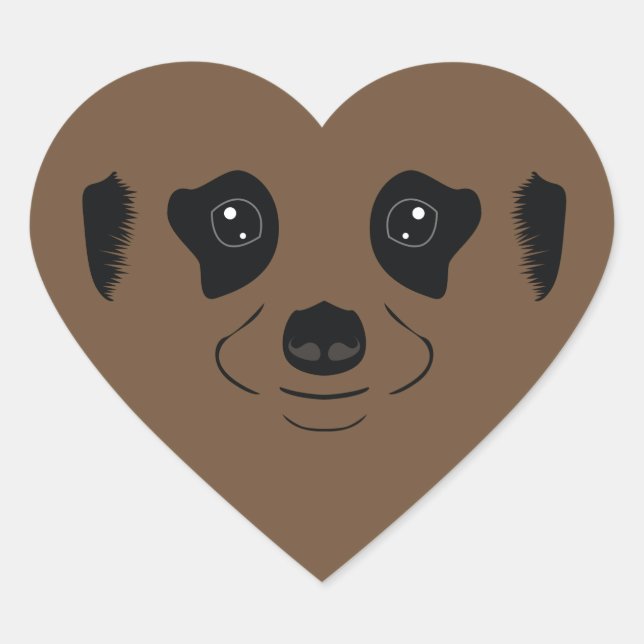 Meerkat face silhouette heart sticker (Front)