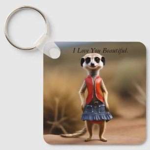 Meerkat Female Teenager In Skirt And Jacket, Key Ring