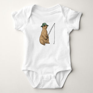 Meerkat Fishing Fisher Fishing rod Baby Bodysuit